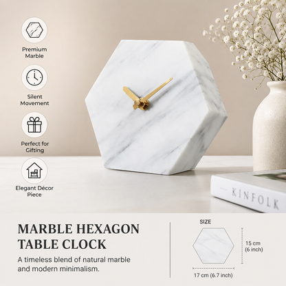 Marble Hexagon Table Clock