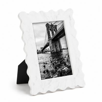 White Marble Scalloped Photo Frame