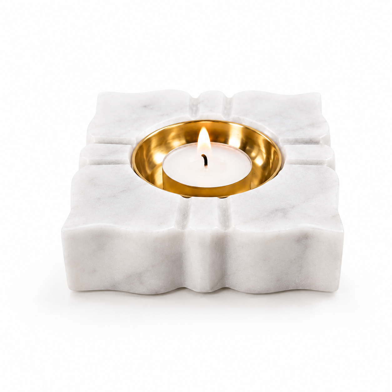 White Marble Marble Diya / Tealight Holder