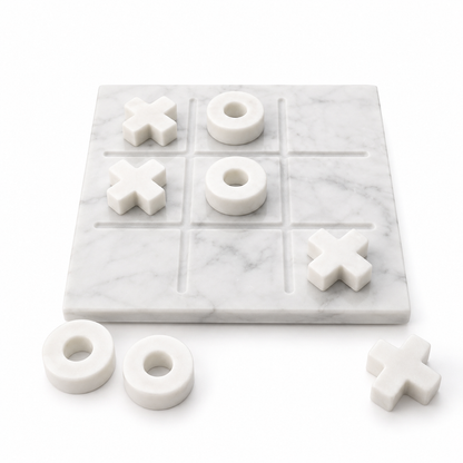 White Marble Tic Tac Toe Game Set