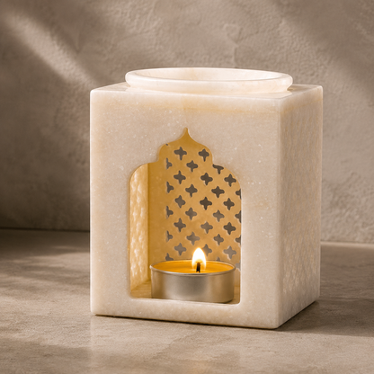 White Marble Oil Diffuser – Handcrafted Jaali Work