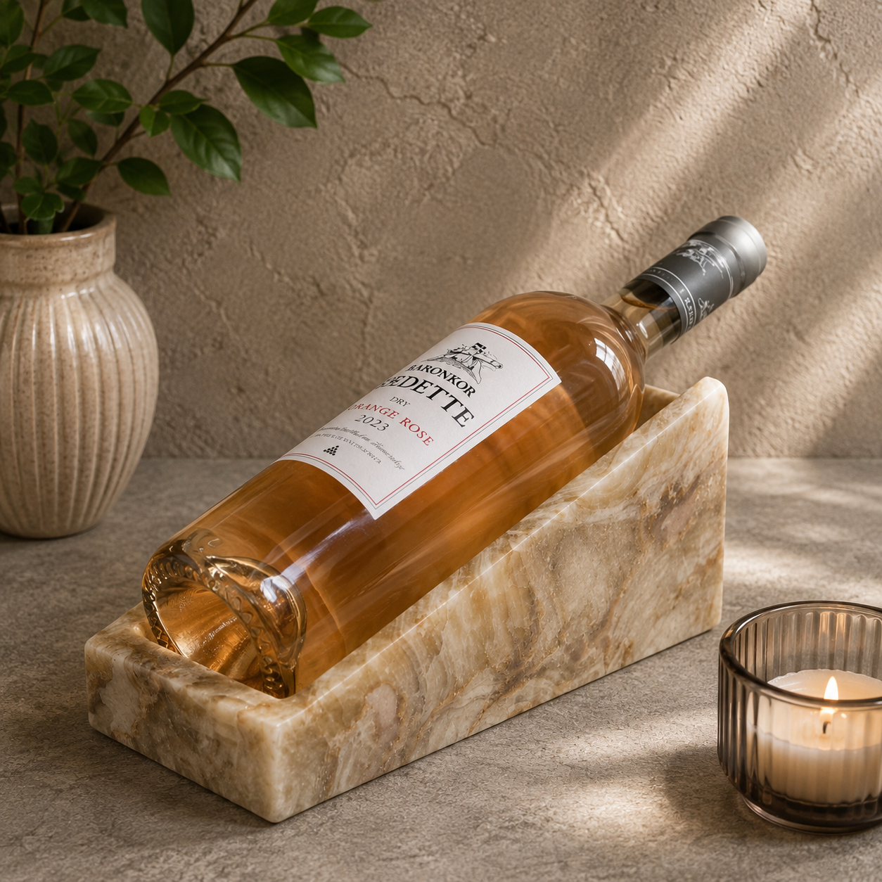 Natural Marble Bottle Holder – Luxury Barware & Tabletop Display Stand