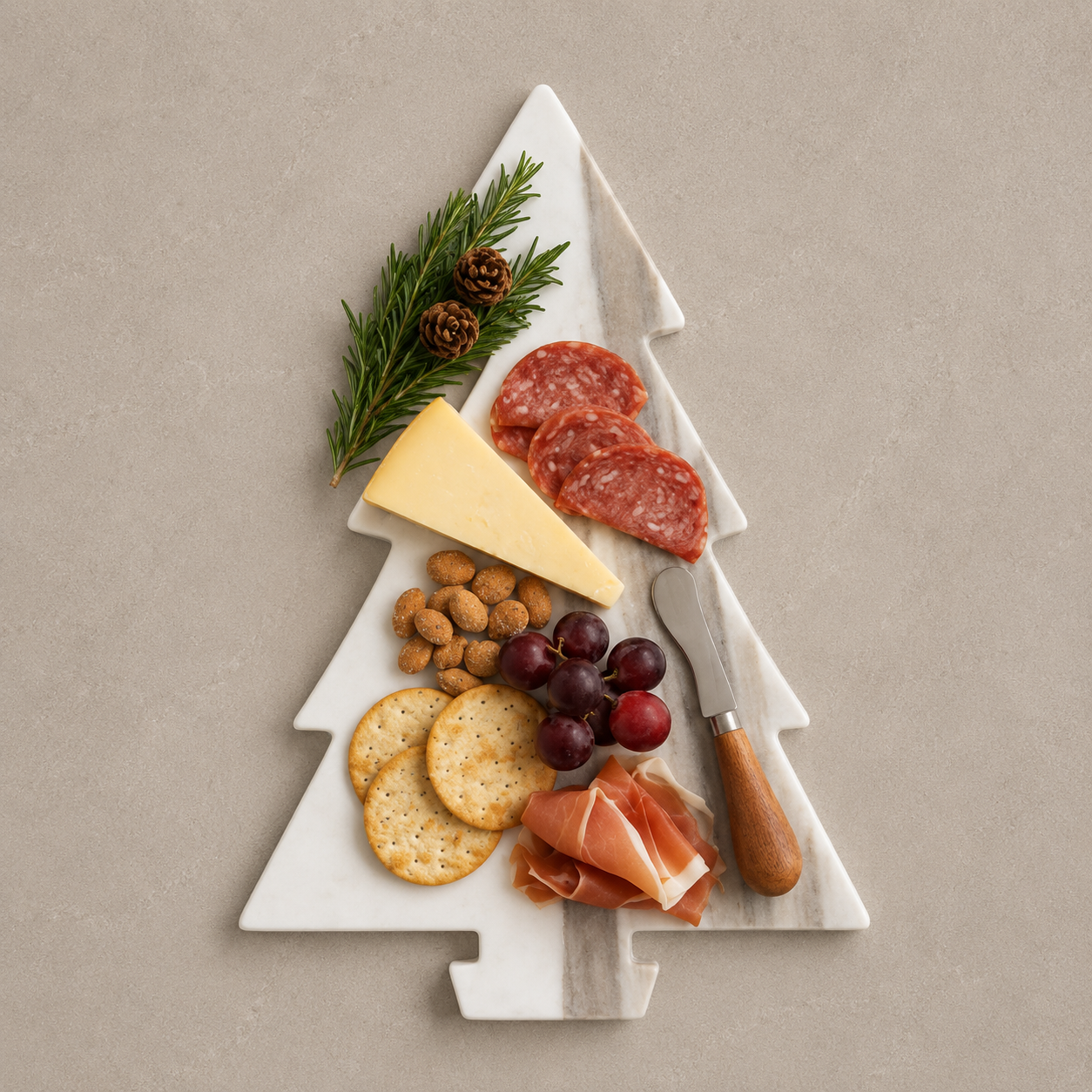 White Marble Christmas Tree Serving Board