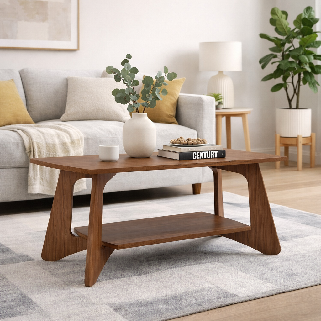 Smart Livin Arco Engineered Wood Coffee Table - Walnut Brown