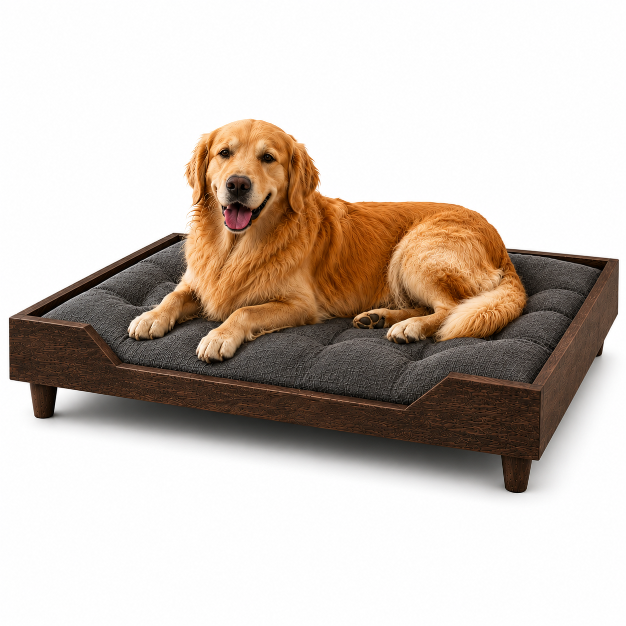 Premium Wooden Orthopedic Pet Bed with Cushion