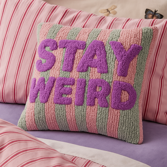 Stay Weird Hooked Cushion – Quirky Statement