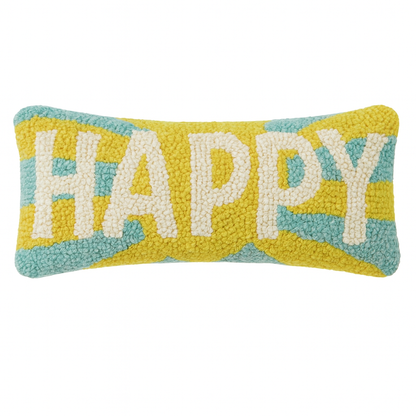 Happy Hooked Cushion – Yellow & Aqua