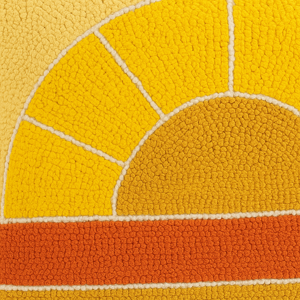 Sunrise Hooked Cushion – Warm Yellow