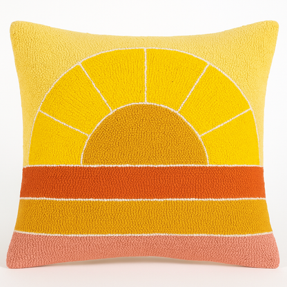 Sunrise Hooked Cushion – Warm Yellow