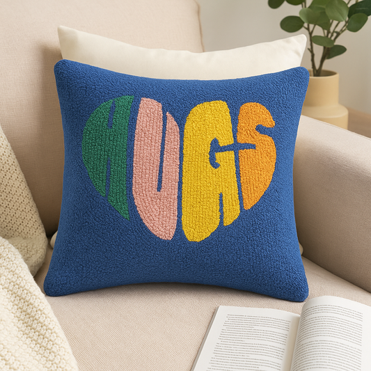 Hugs Hooked Cushion – Retro Pop