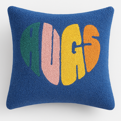 Hugs Hooked Cushion – Retro Pop