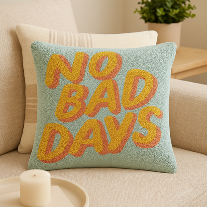 No Bad Days Hooked Cushion – Retro Positivity