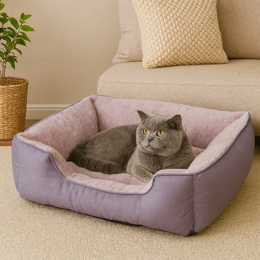 Plush Rectangular Pet Bed with Raised Sides