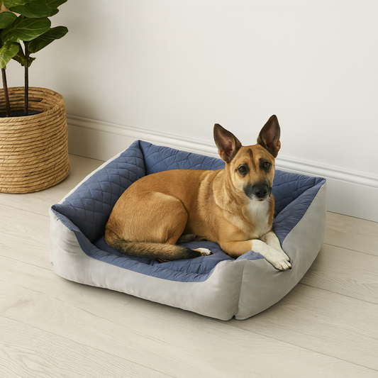 Large Quilted Rectangular Pet Bed with Bolsters