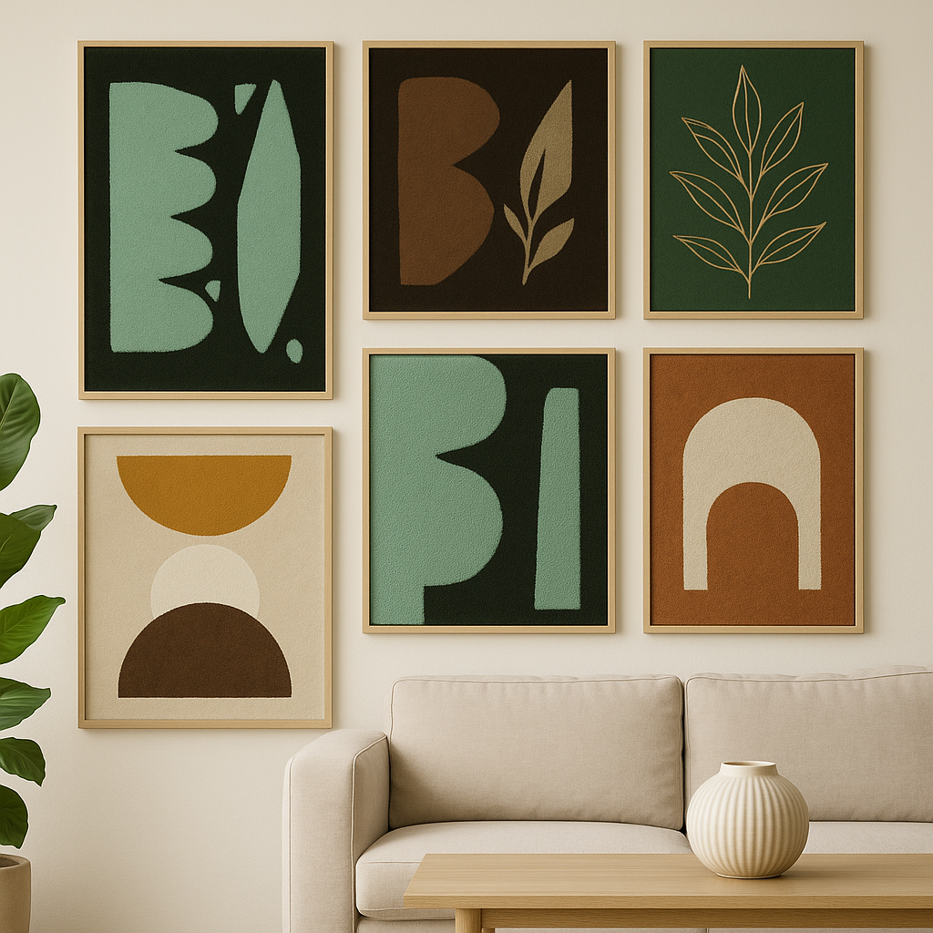 Abstract Wooden Wall Art – Minimalist Green & Black Modern Design