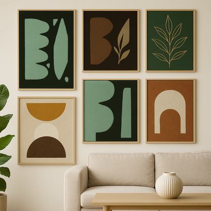 Abstract Wooden Wall Art – Minimalist Green & Black Modern Design