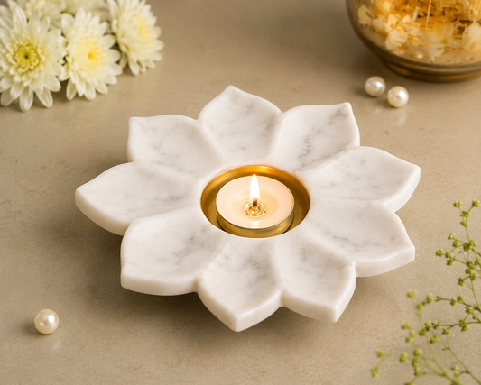 Marble Lotus Candle Holder