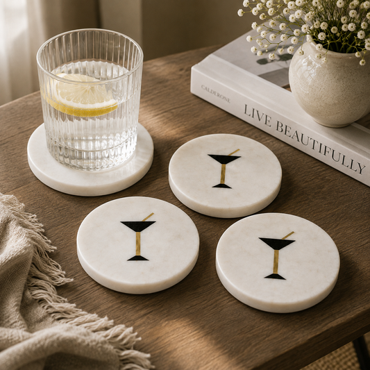 Marble Cocktail Coaster Set