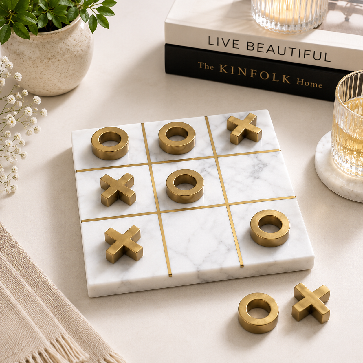 Marble Tic-Tac-Toe Game Set