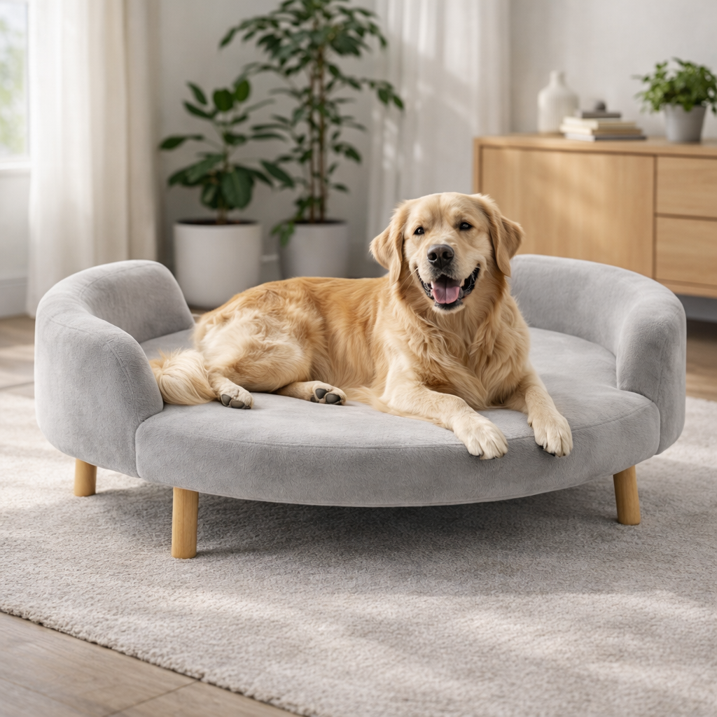 Luxe Raised Pet Sofa Bed for Large Dogs – Dove Grey | XL & XXL Sizes