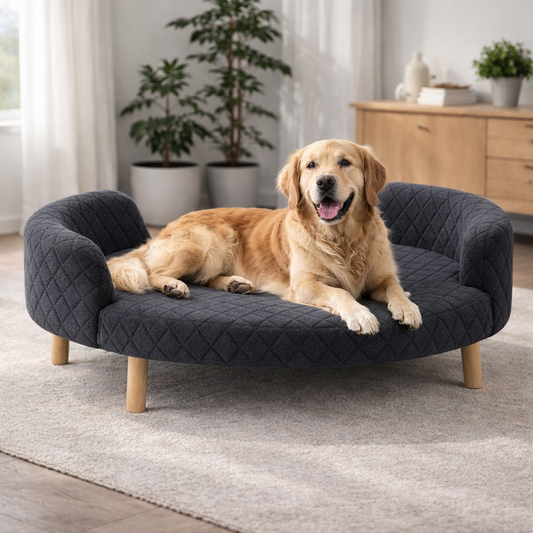 Luxe Raised Pet Sofa Bed for Large Dogs – Charcoal Grey | XL & XXL Sizes