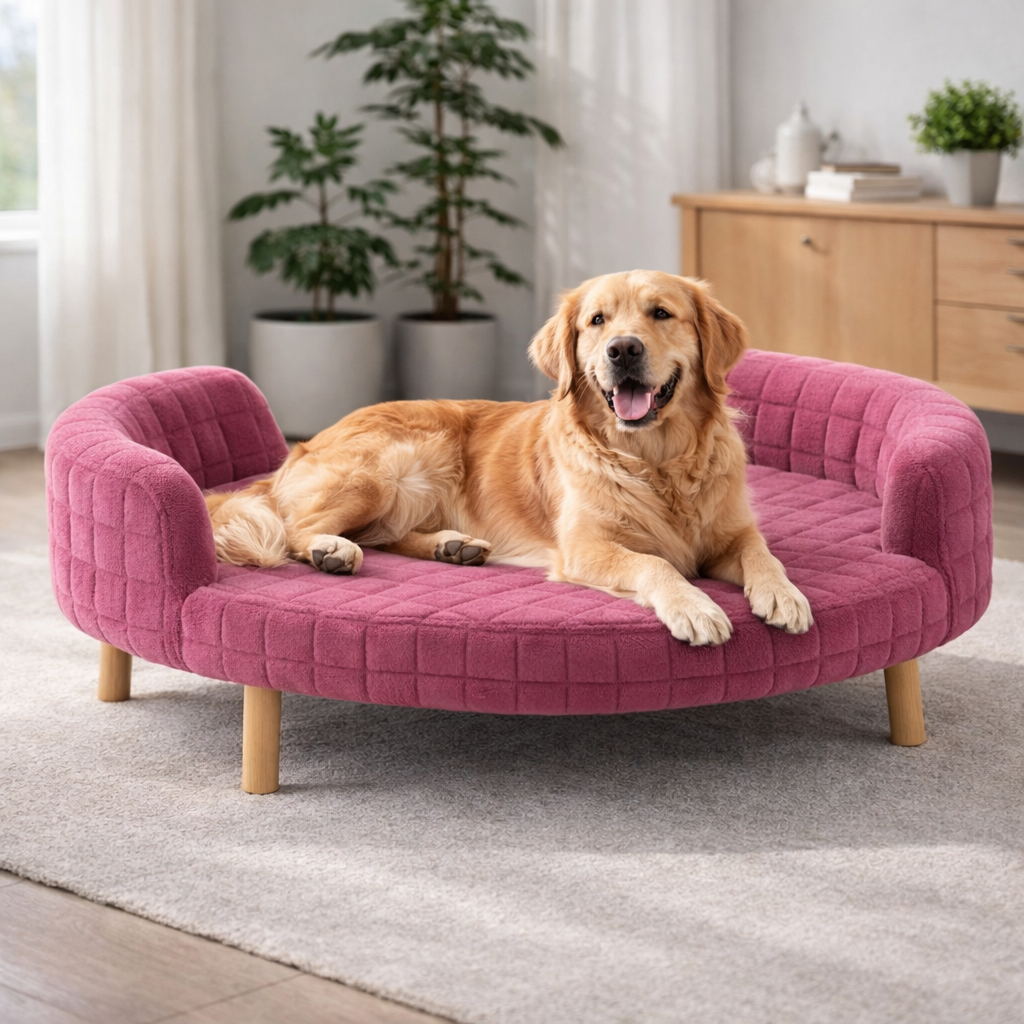 Luxe Raised Pet Sofa Bed for Large Dogs – Rose Mauve | XL & XXL Sizes