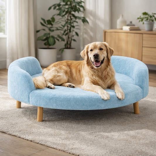 Luxe Raised Pet Sofa Bed for Large Dogs – Sky Blue | XL & XXL Sizes
