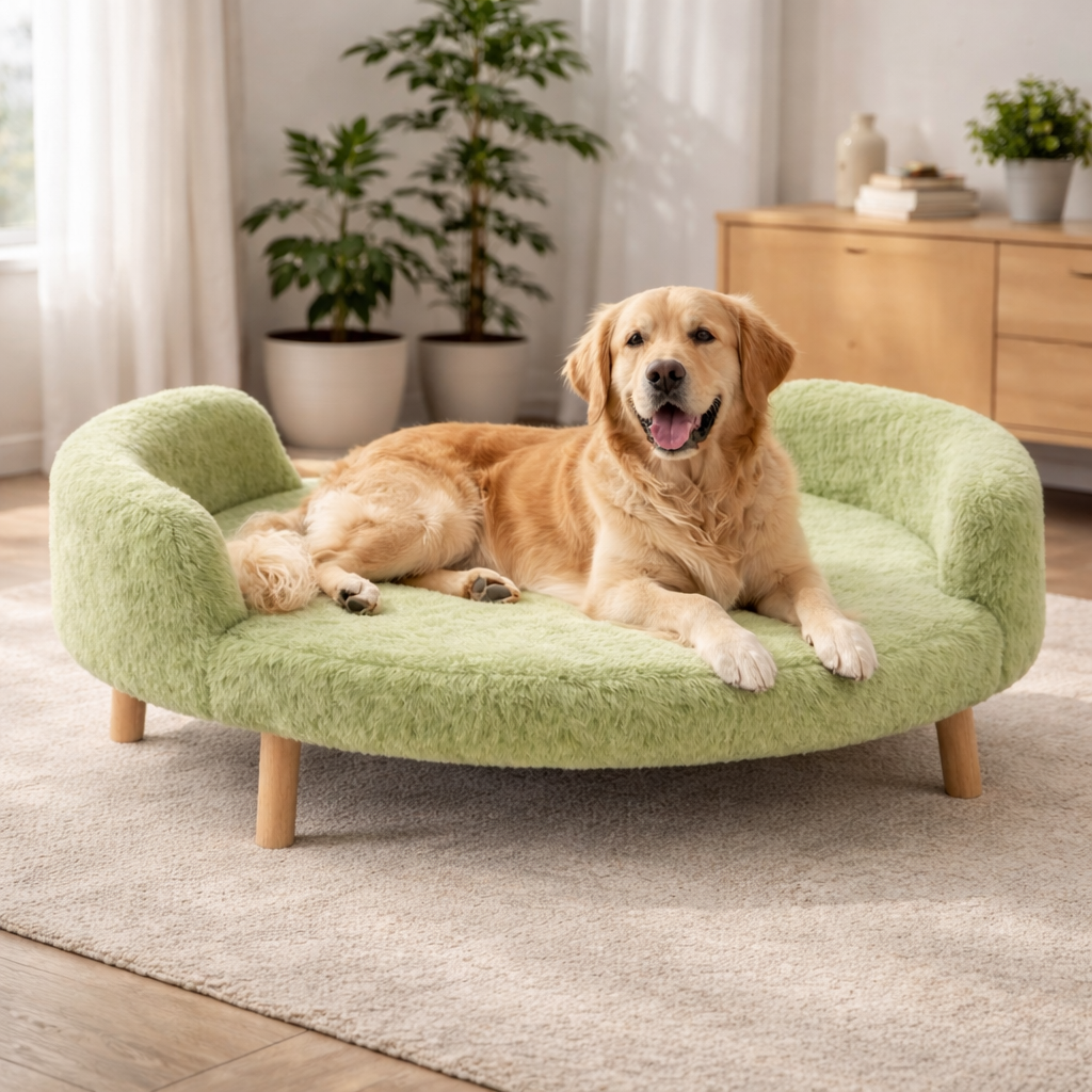Luxe Raised Pet Sofa Bed for Large Dogs – Sage Green | XL & XXL Sizes