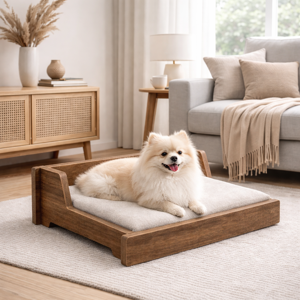 Luxe Raised Pet Bed – Auburn Oak