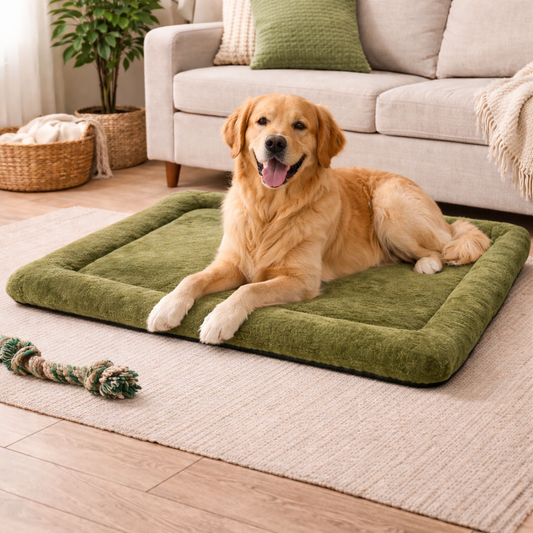 Ultra-Soft Plush Pet Floor Mat – Green - Washable & Non-Slip