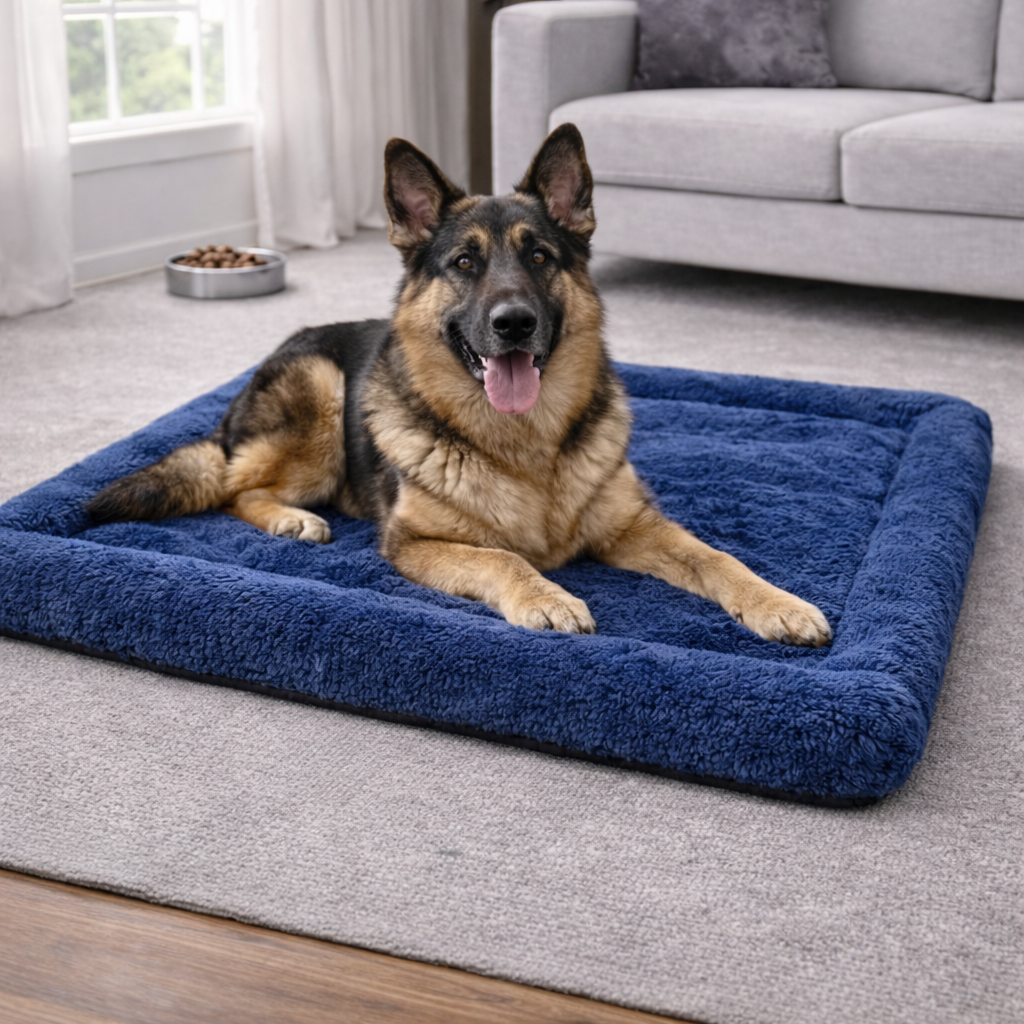 Ultra-Soft Plush Pet Floor Mat – Indigo Blue - Washable & Non-Slip