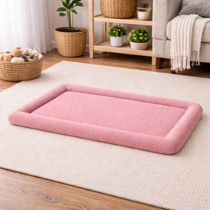 Ultra-Soft Plush Pet Floor Mat – Dusty Rose Embosed - Washable & Non-Slip