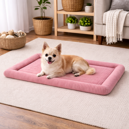 Ultra-Soft Plush Pet Floor Mat – Dusty Rose Embosed - Washable & Non-Slip