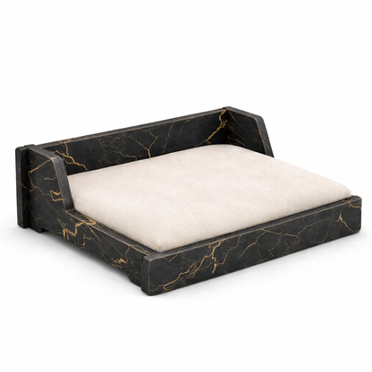 SmartLivin Pet Bed with Cushion – Black Gold Marble