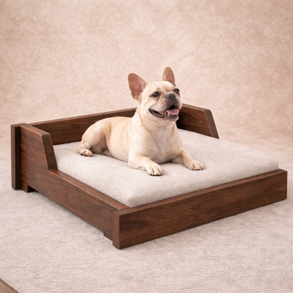 SmartLivin Pet Bed with Cushion – Auburn Oak