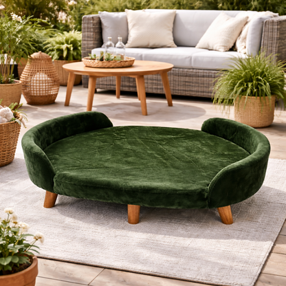 Luxe Raised Pet Sofa Bed for Large Dogs – Forest Green | XL & XXL Sizes (Copy)