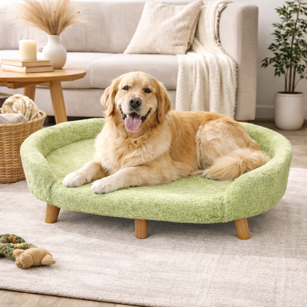 Luxe Raised Pet Sofa Bed for Large Dogs – Sage Green | XL & XXL Sizes