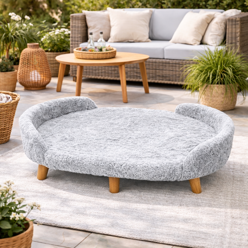 Luxe Raised Pet Sofa Bed for Large Dogs – Dove Grey | XL & XXL Sizes