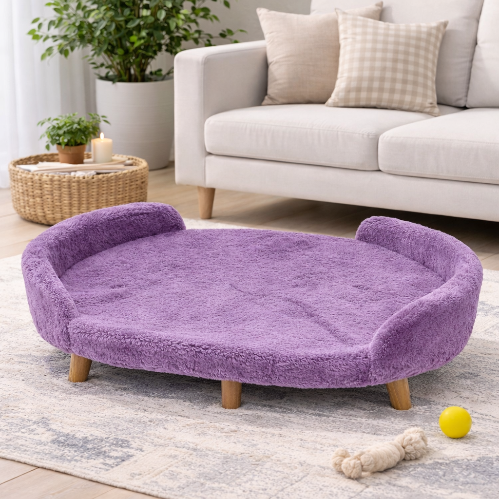 Luxe Raised Pet Sofa Bed for Large Dogs – Lavender | XL & XXL Sizes (Copy)