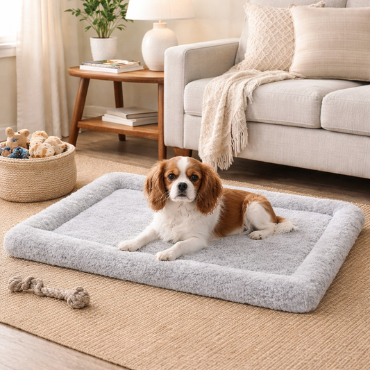 Ultra-Soft Plush Pet Floor Mat – Grey - Washable & Non-Slip