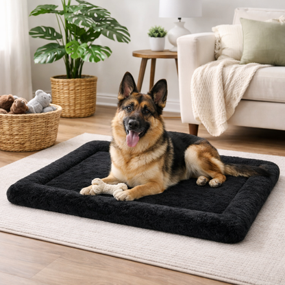 Ultra-Soft Plush Pet Floor Mat – Black - Washable & Non-Slip