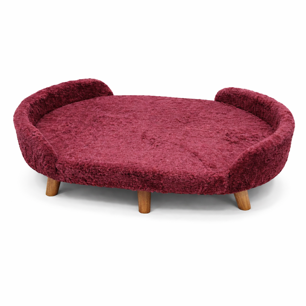 Luxe Raised Pet Sofa Bed for Large Dogs – Burgundy Red | XL & XXL Sizes