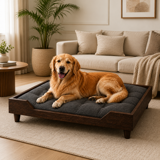 Premium Wooden Orthopedic Pet Bed with Cushion
