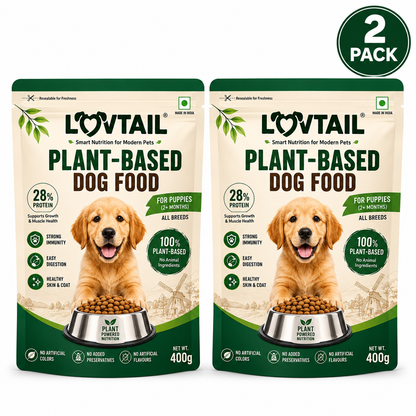 Puppy Dog Food | 100% Plant-Based | Supports Muscle Growth, Digestion & Healthy Coat | 400g x2 Pack