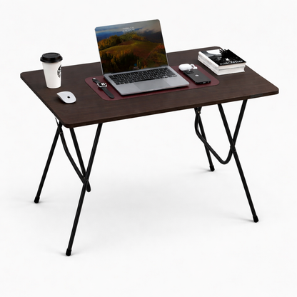 Foldable Study Table | Portable Work Desk for Home, Office & Study - Walnut Brwon