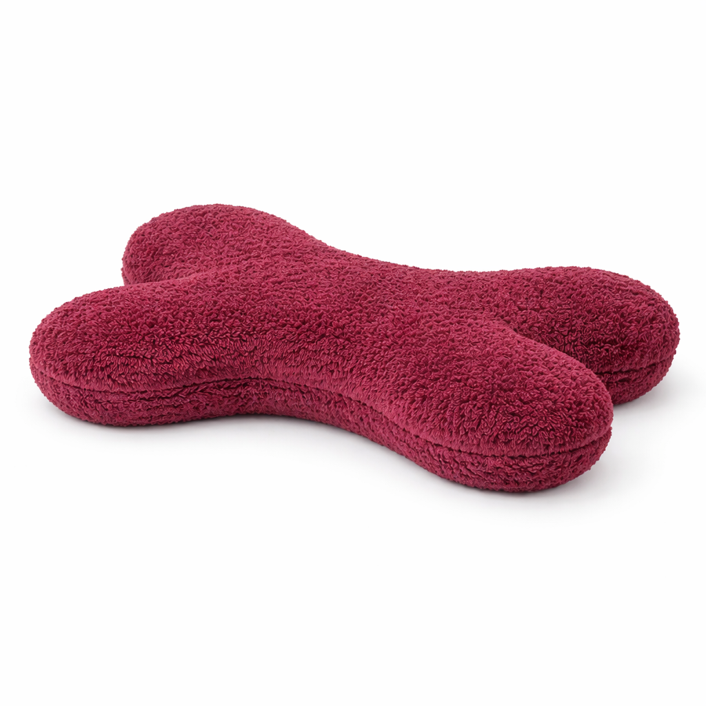 Ultra Soft Bone Shape Pet Pillow – Burgundy Red