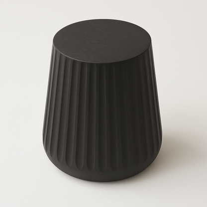 Black Fluted Wooden Stool / Side Table