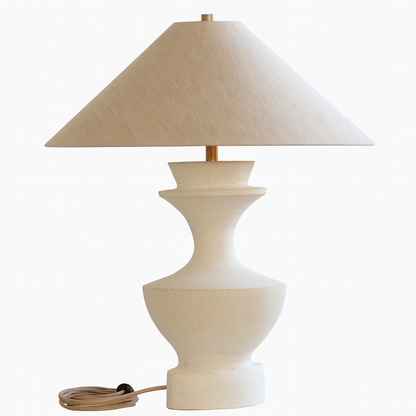 Sculptural Ceramic Table Lamp with Wide Fabric Shade