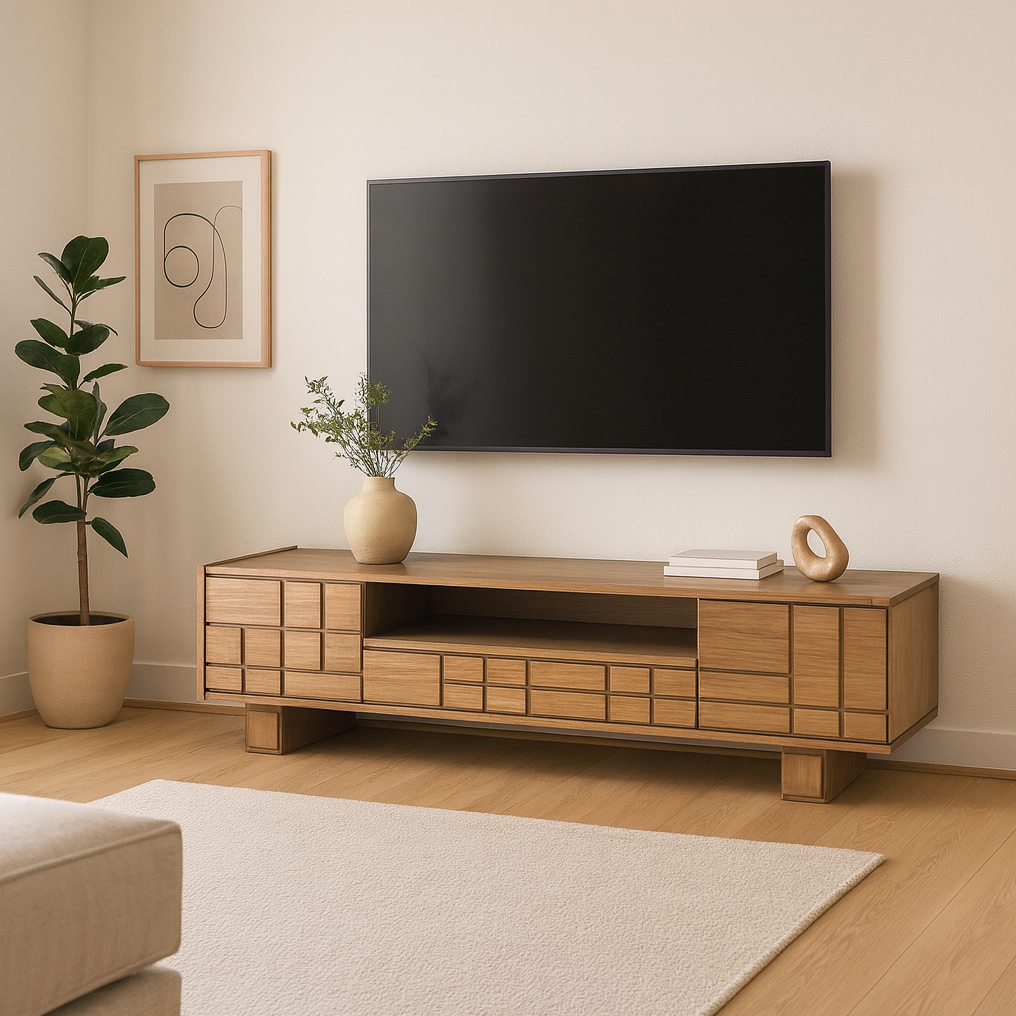 Geometric Oak TV Console Unit