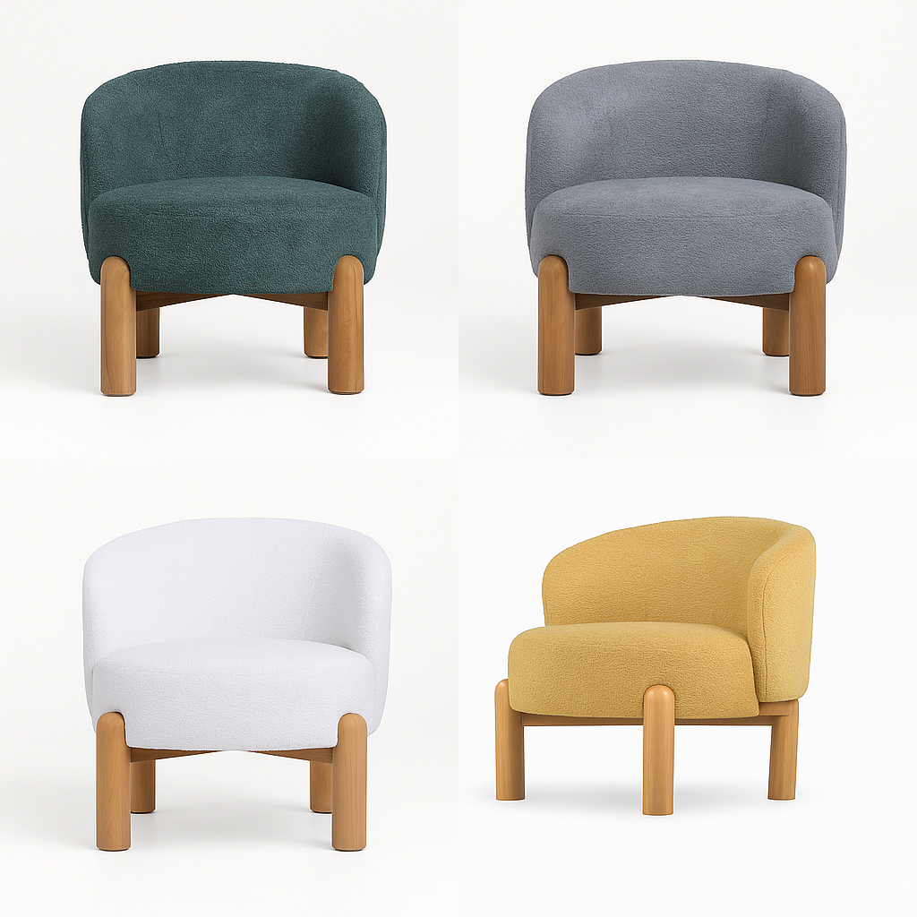 Velour Crest Chenille Wooden Armchair